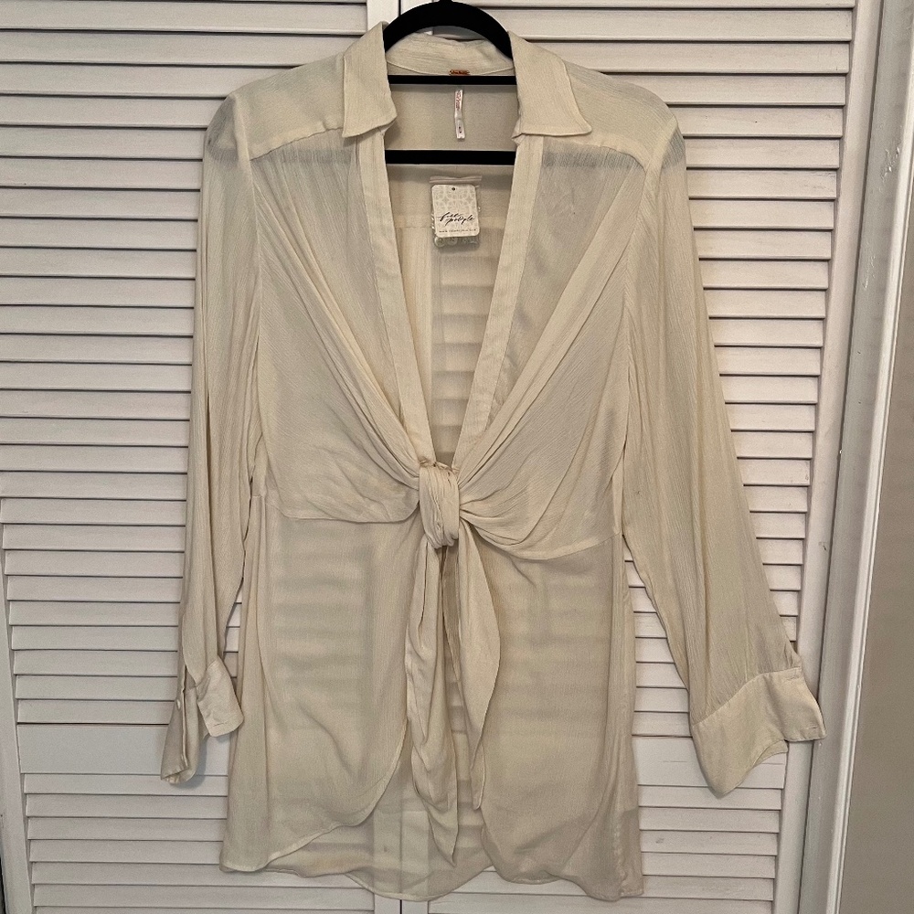 NWT! Free People Sheer long sleeve Ivory tunic